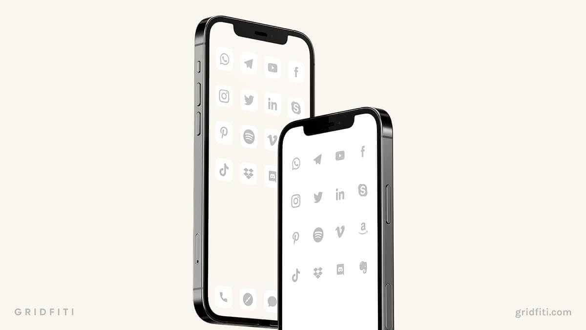 Pastel Gray & White App Icons