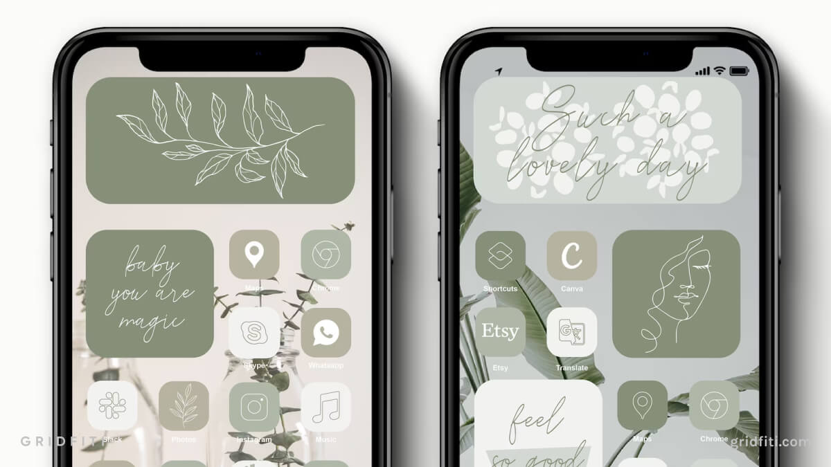 Aesthetic Boho Green App Icon Pack