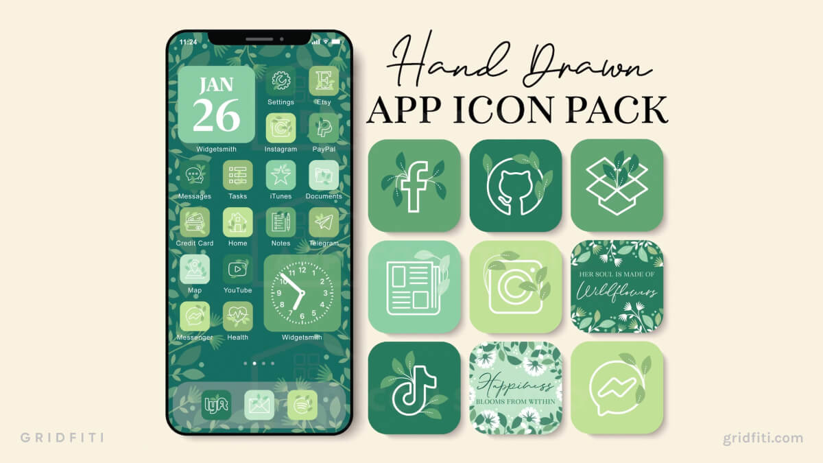 Little Leaves Hand Drawn App Icon Pack
