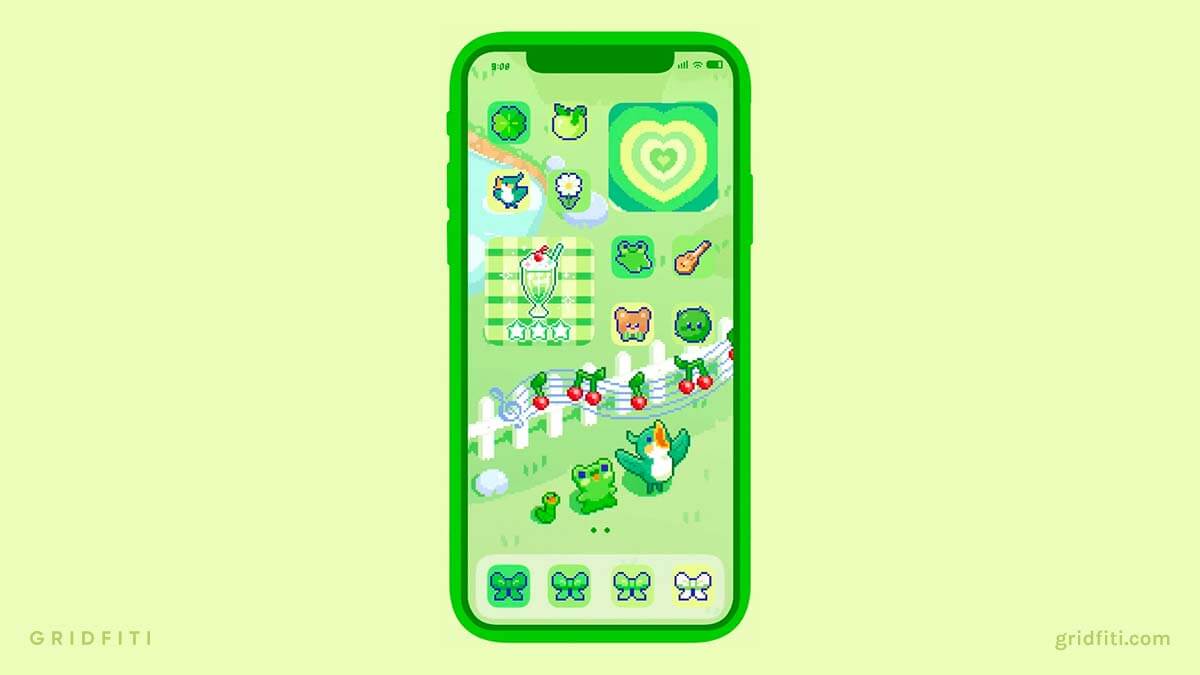 Green Pixelated App Icons