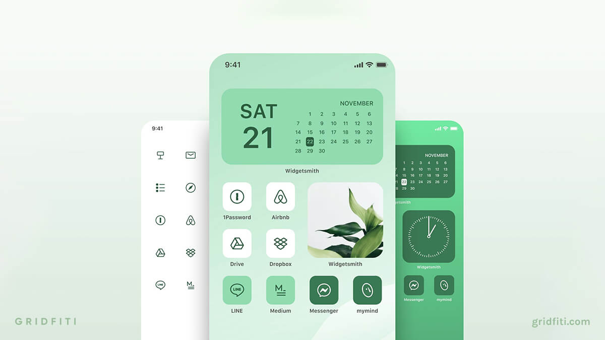 Green iOS Home Screen App Icons