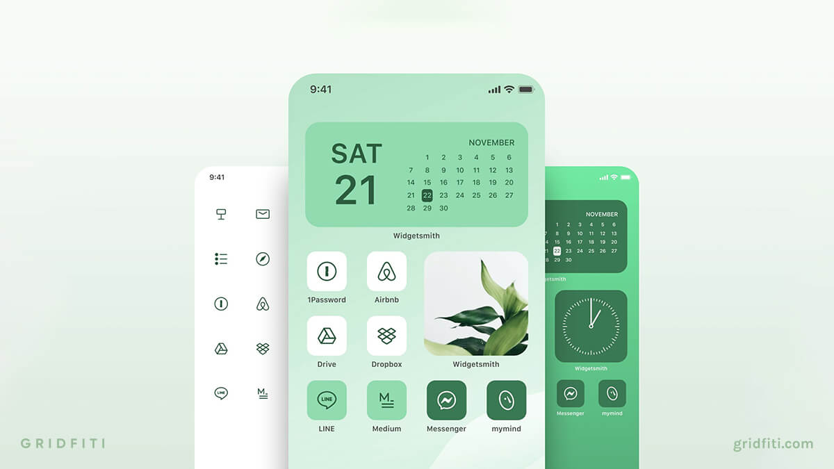 Clock] App Icon Aesthetic Pastel Green