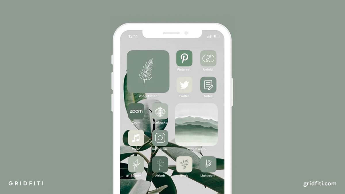 Muted Green Aesthetic Boho App Icon Pack