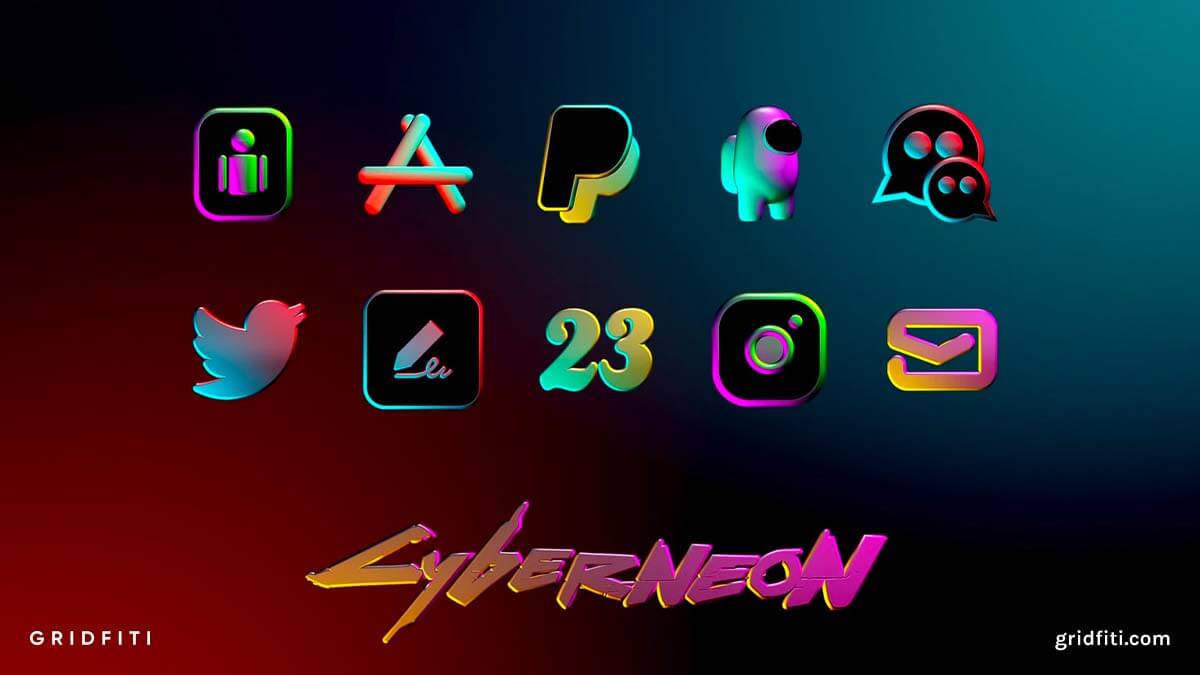 Cyberneon 3D iOS App Icons