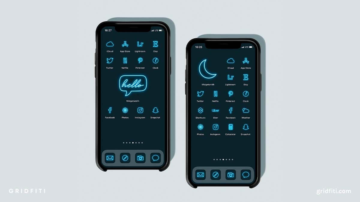 Blue Neon App Icons