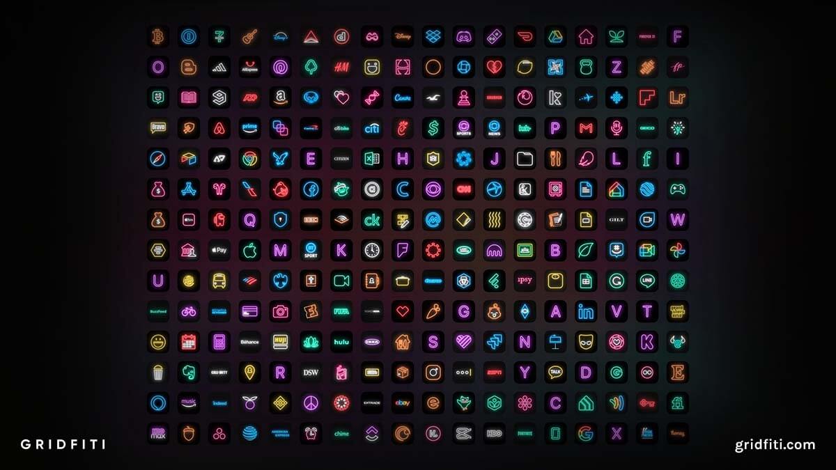 Colorful Neon App Icons