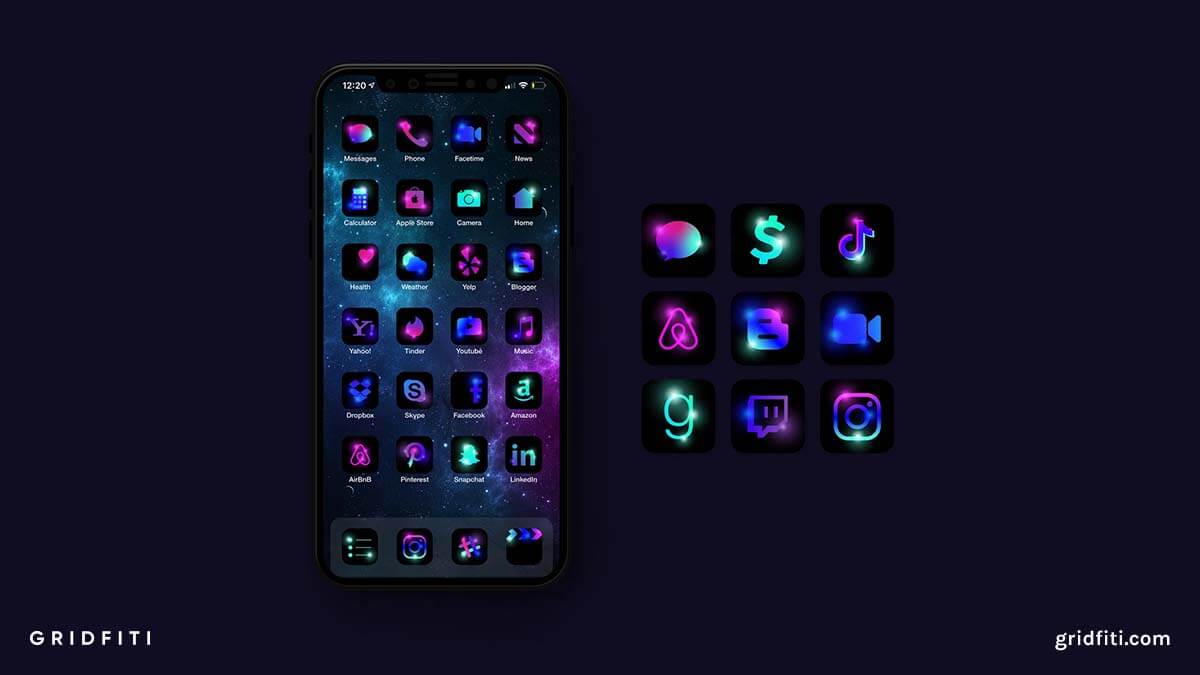 Galaxy Glow iOS Icon Theme Pack