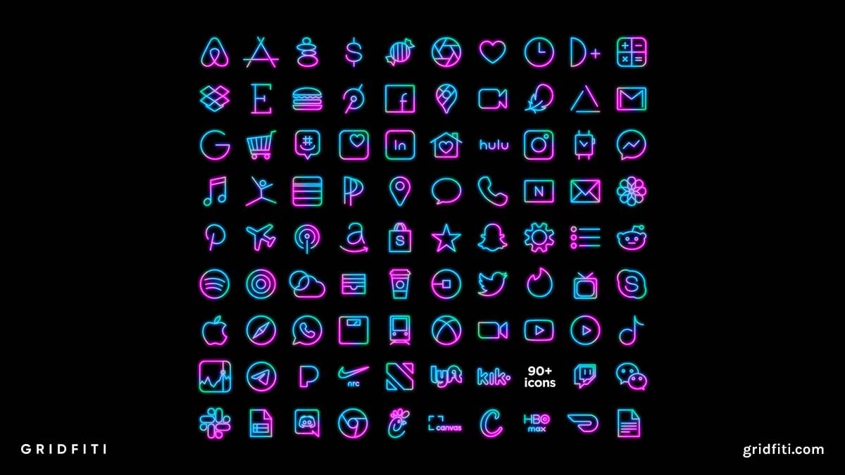 Neon Pink App Icons Free - Neon Pink Aesthetic for iOS 14 and