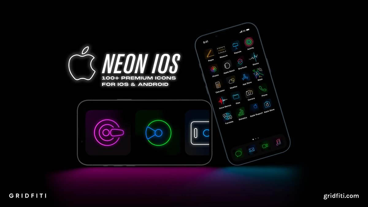 black and red neon app icons