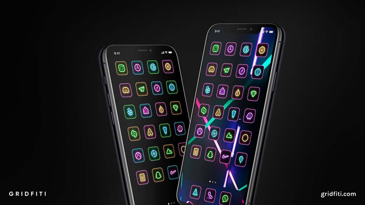 Neon Glow iOS Icon Pack