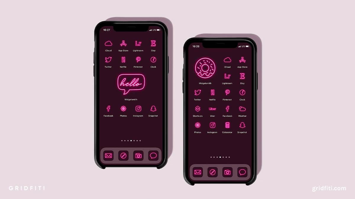 Pink Neon App Icons