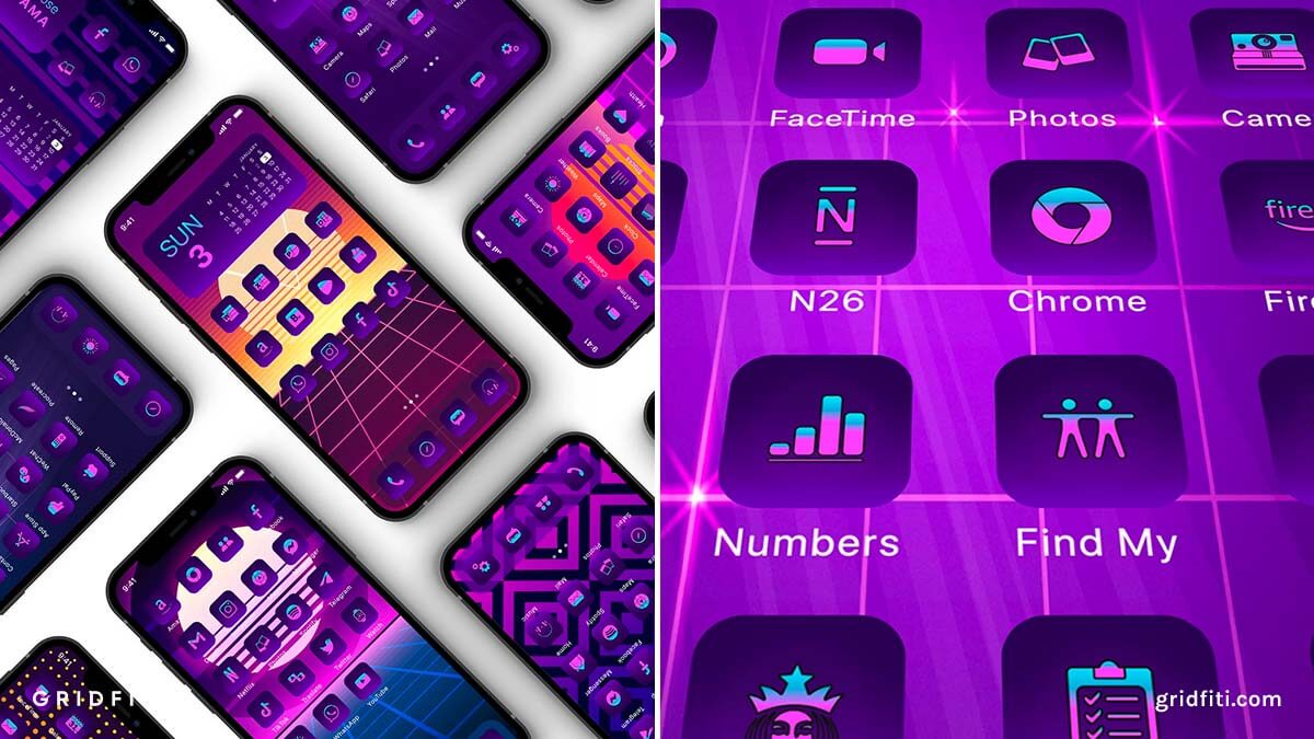 Retro Futuristic Neon App Icon Pack