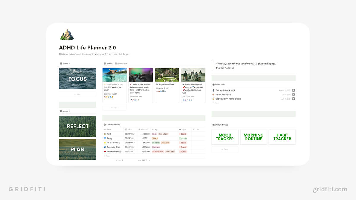 10 Notion ADHD Templates to Improve Your Focus Gridfiti