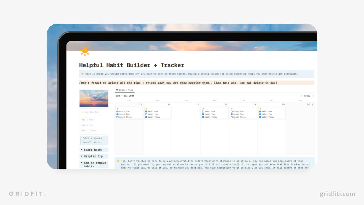 Notion ADHD Habit Template