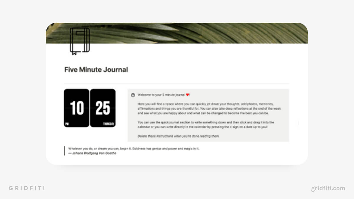 Notion 5-Minute Journal Template