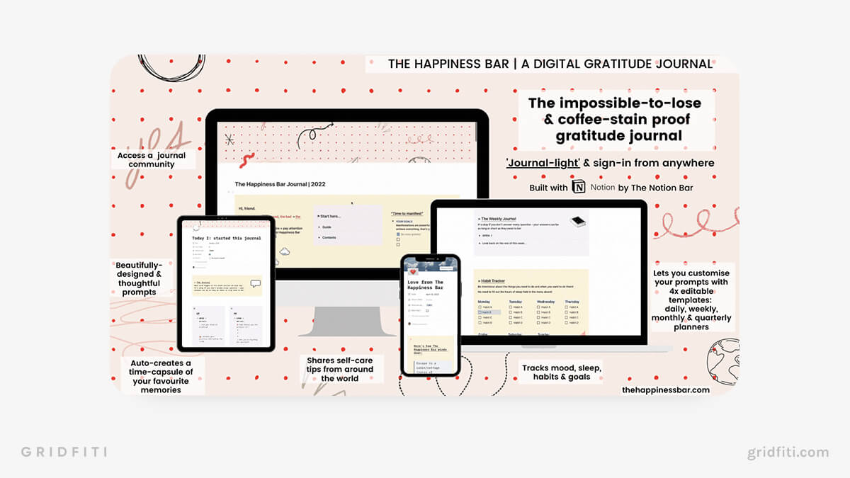 Aesthetic Notion Digital Gratitude Journal