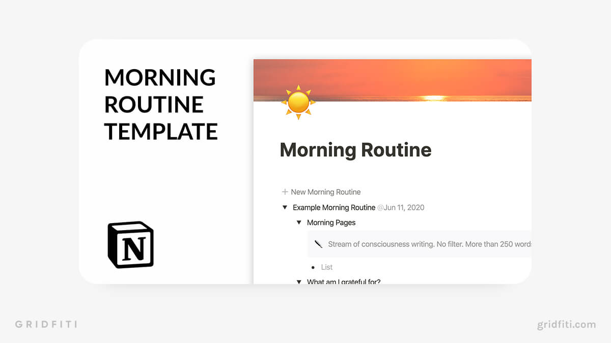 Morning Routine Notion Template