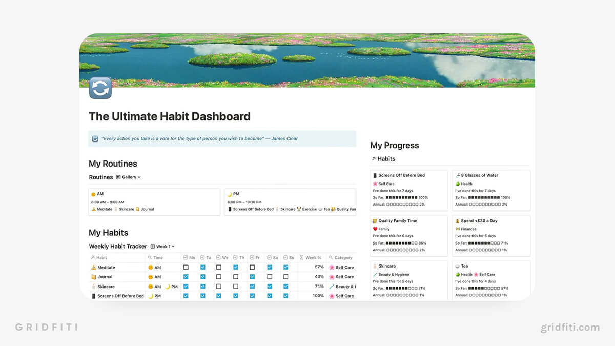 Notion Health Habit Tracker Template