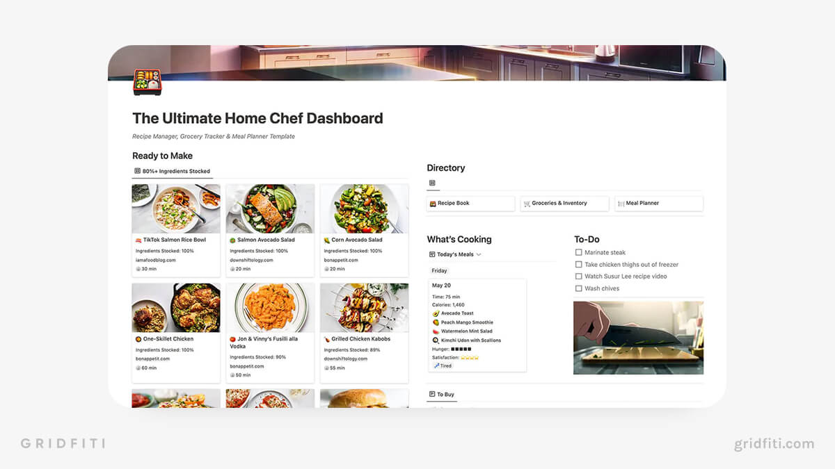 Notion Health Cooking Dashboard Template