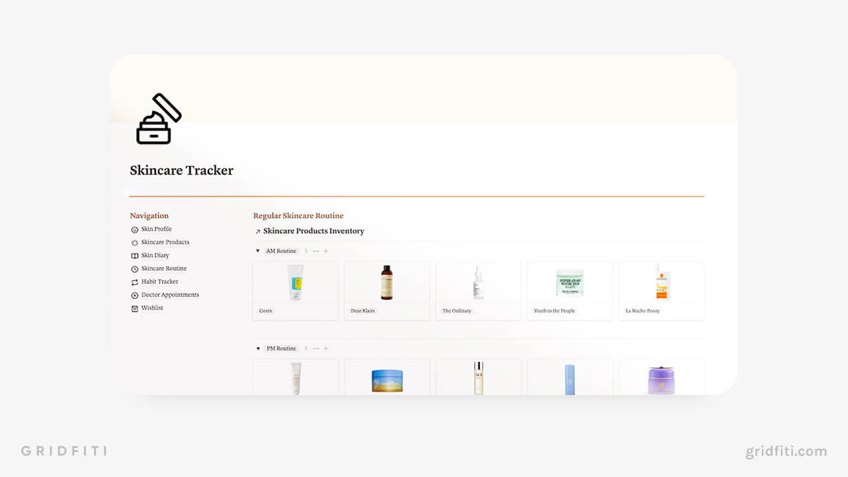 Notion Skincare Tracker & Diary Template