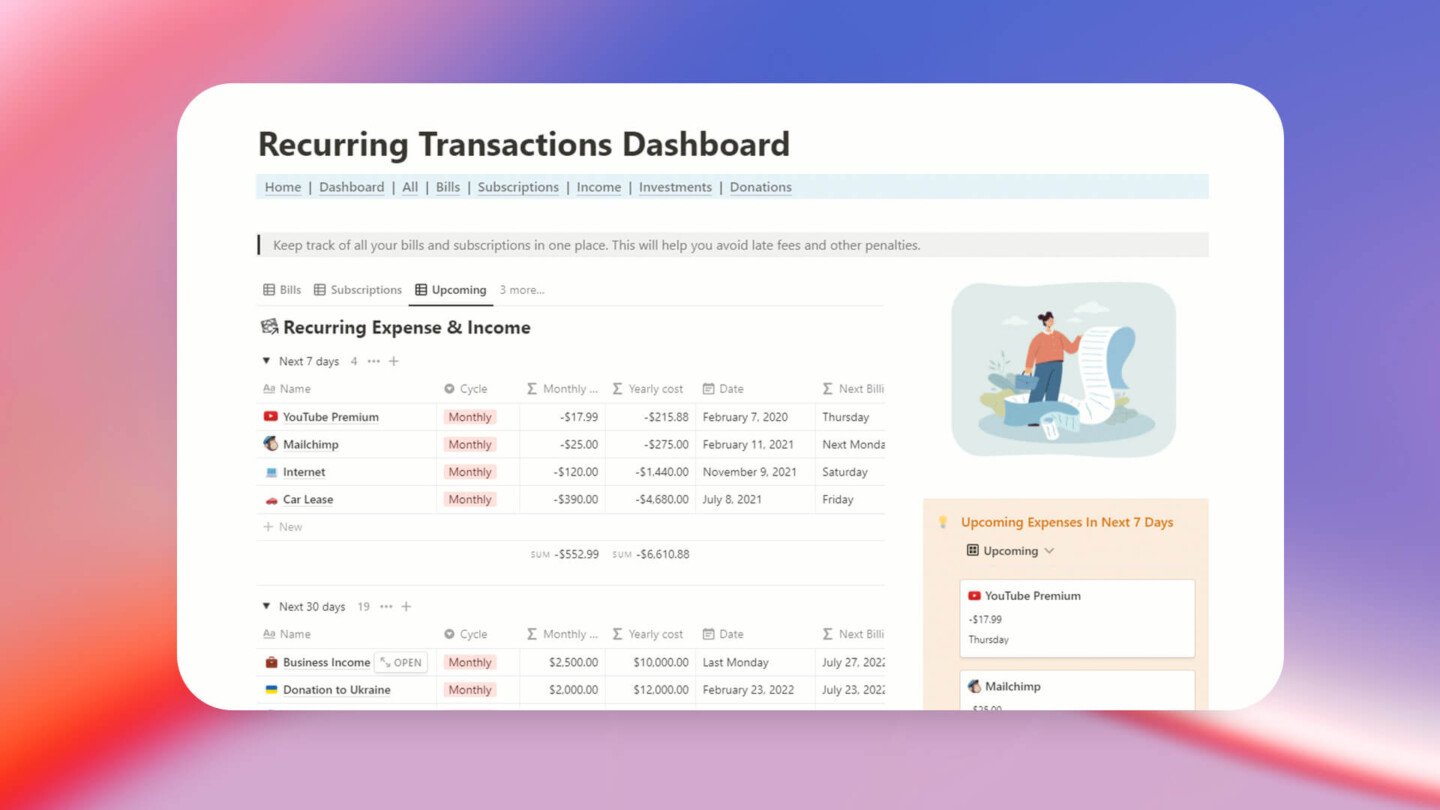 Notion Subscription Tracker Templates