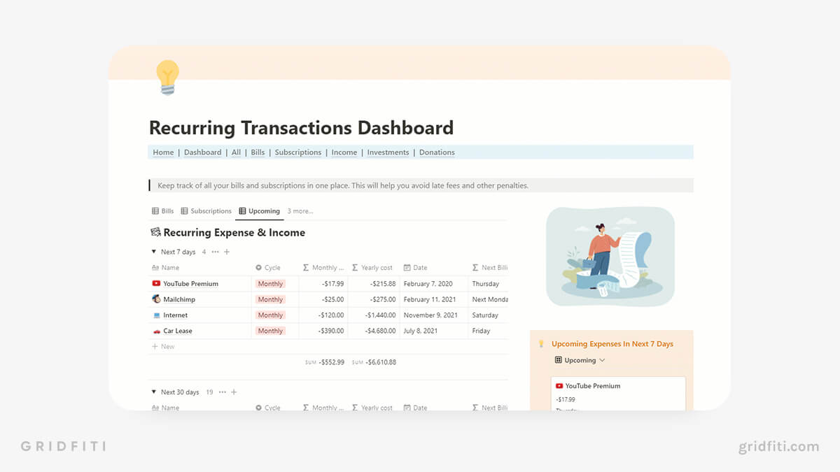 Notion Recurring Transactions Tracker Template