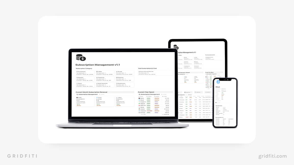 Notion Subscription Management Template