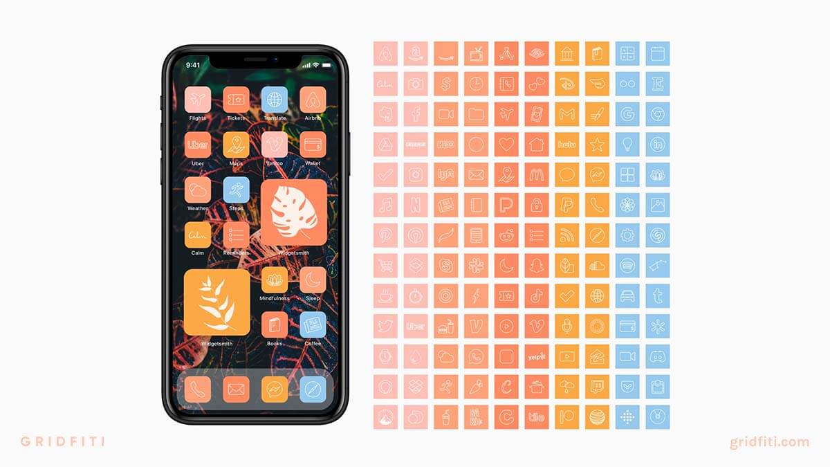 Bright Boho Icon Pack with Pastel Orange