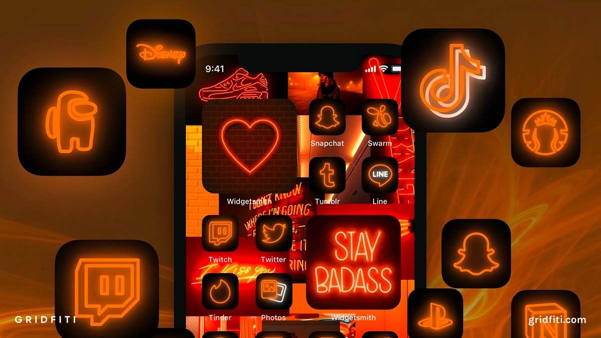 Orange Neon App Icons