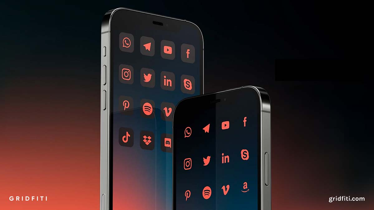 Pastel Blood Orange & Black App Icons