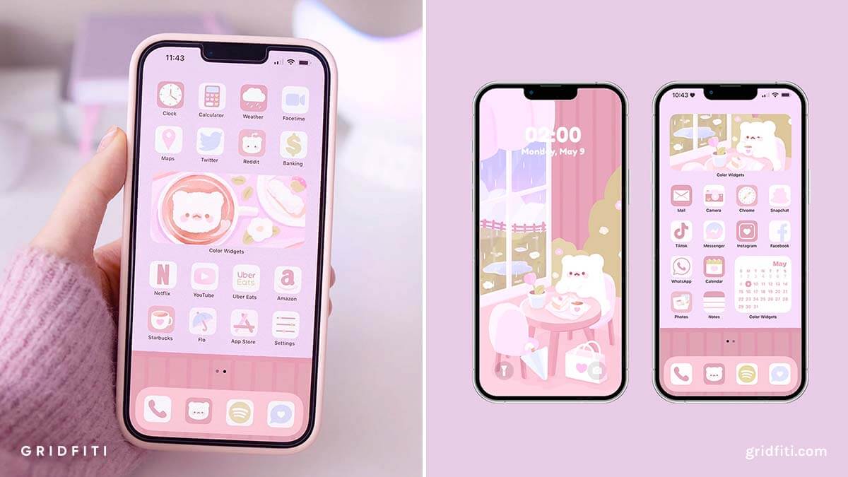 Kawaii Aesthetic iPhone Icon Set With Widgets and Wallpapers 