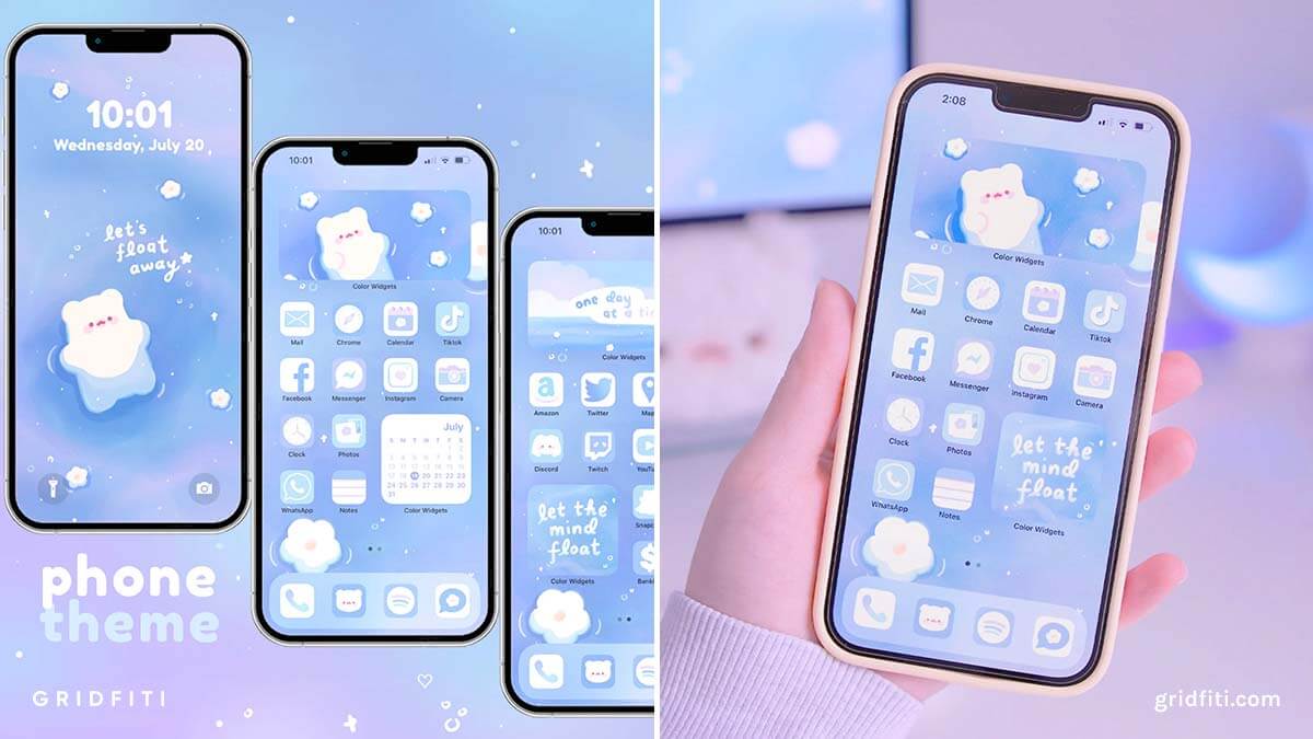 Floating Dreams Cute Pastel Blue App Icons
