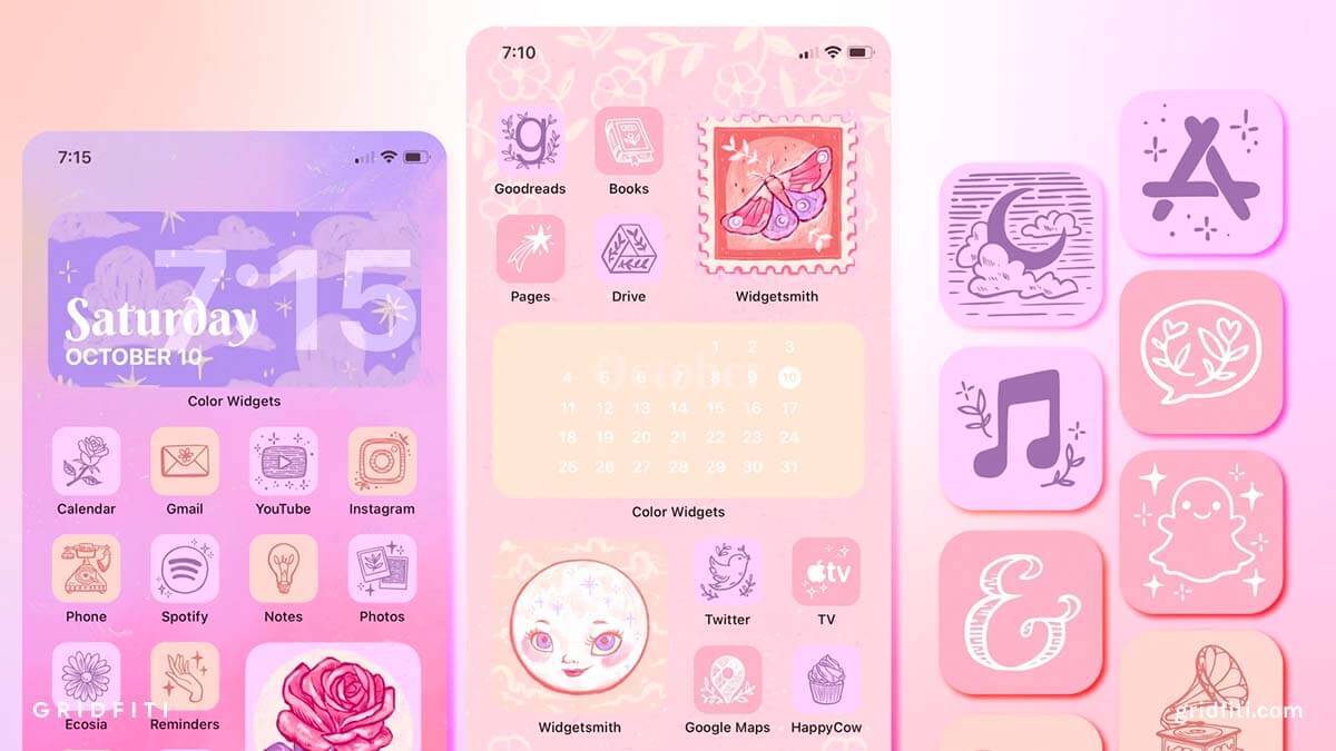 Vintage Pastel Floral iOS App Icon Pack