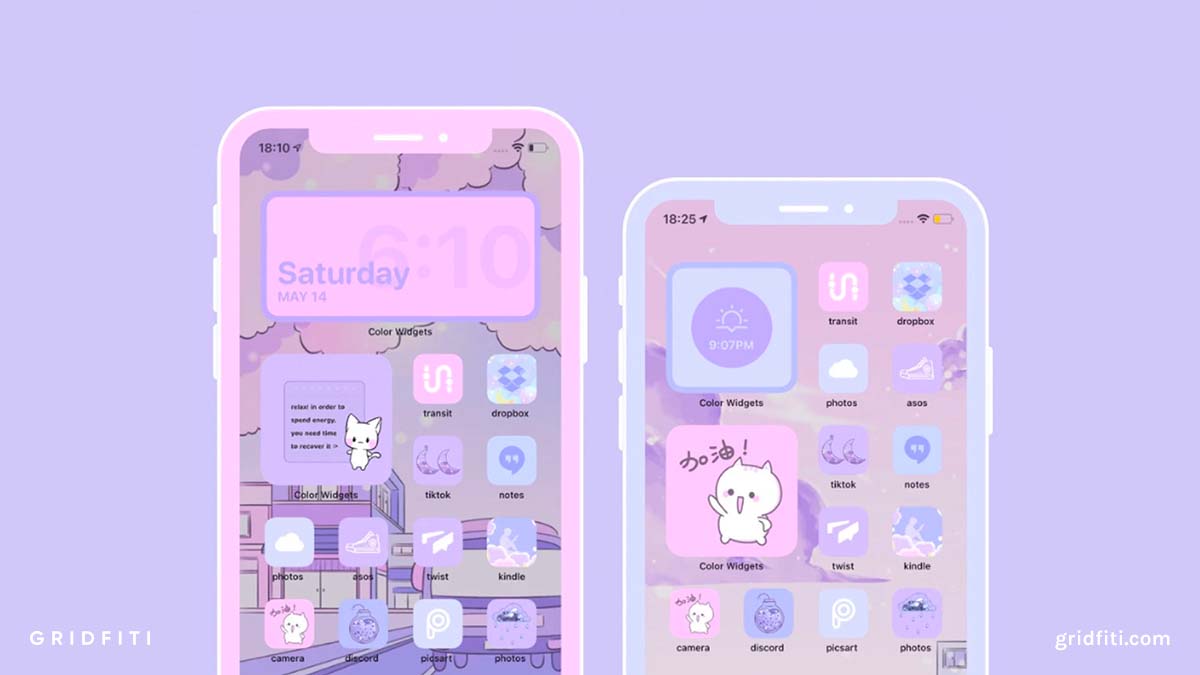 Cute Purple Ios Icons Kawaii Cats Icon Bundle App (Instant