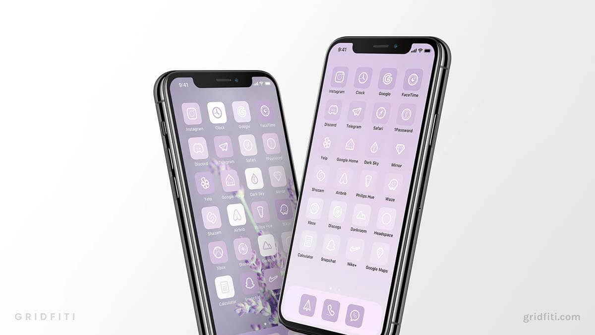 Cute Cats Purple Edition iPhone Icons Bundle