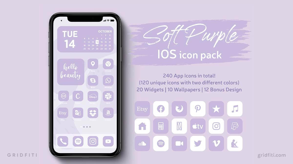 Pastel Purple & White App Icon Pack