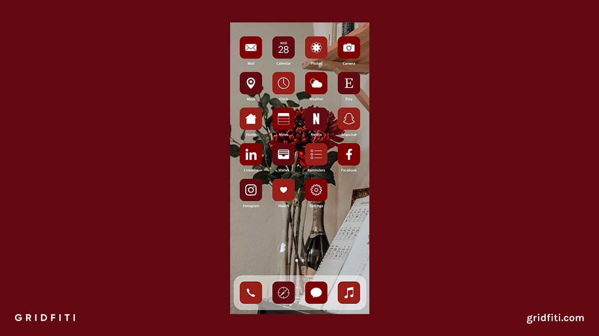 Dark Red Aesthetic App Icons