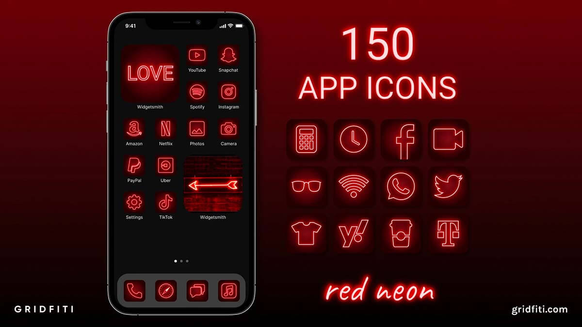 Red Neon App Icons