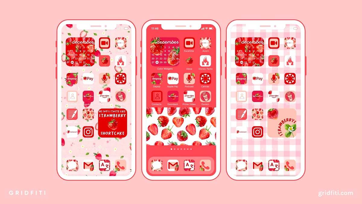 Strawberry Aesthetic App Icon Pack