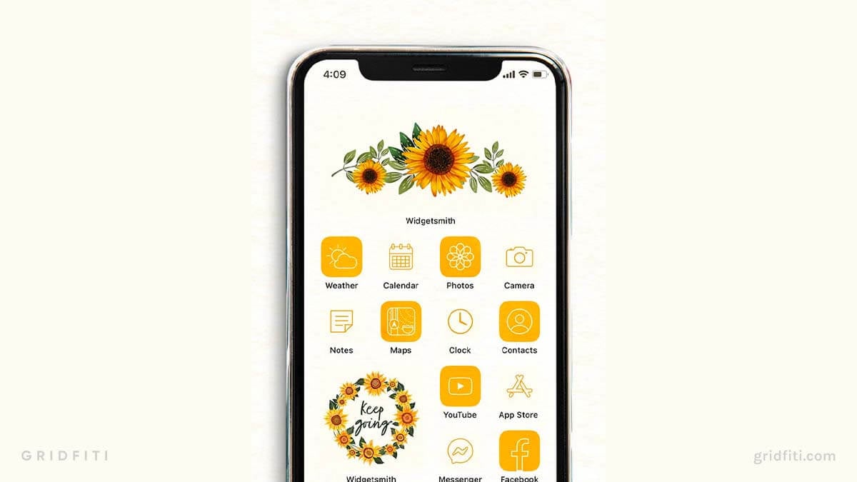 Sunflower Watercolor iOS App Icons