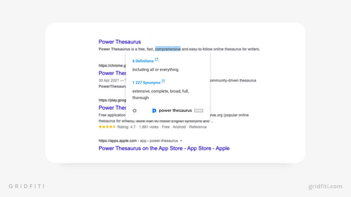 Power Thesaurus Extension