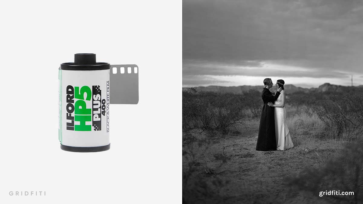 black and white film wedding photography
