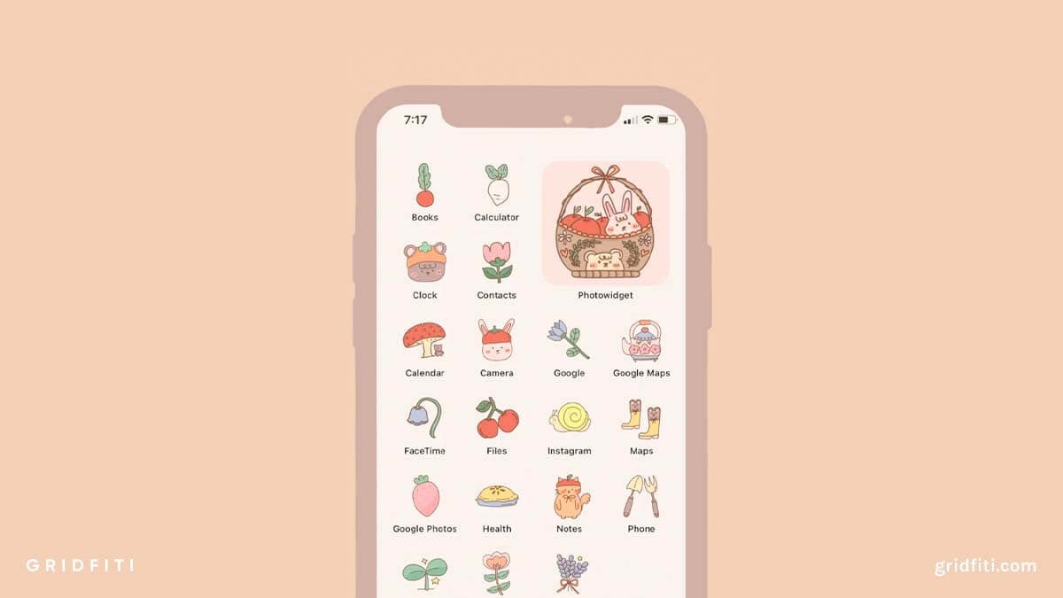 Cute Beige Hand-Drawn App Icons with Wallpapers