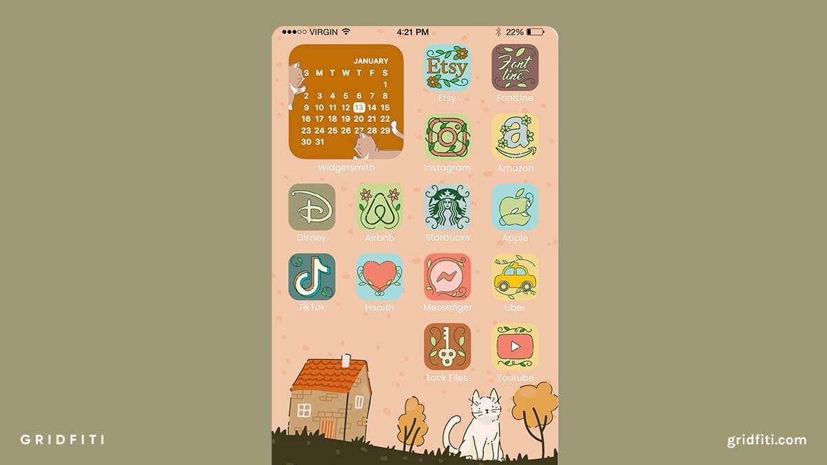 Cute Hand-Drawn Aesthetic Cottagecore App Icons