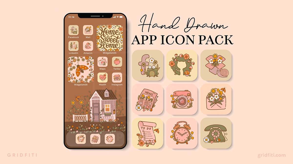 Hand-Drawn Cottagecore Aesthetic App Icons