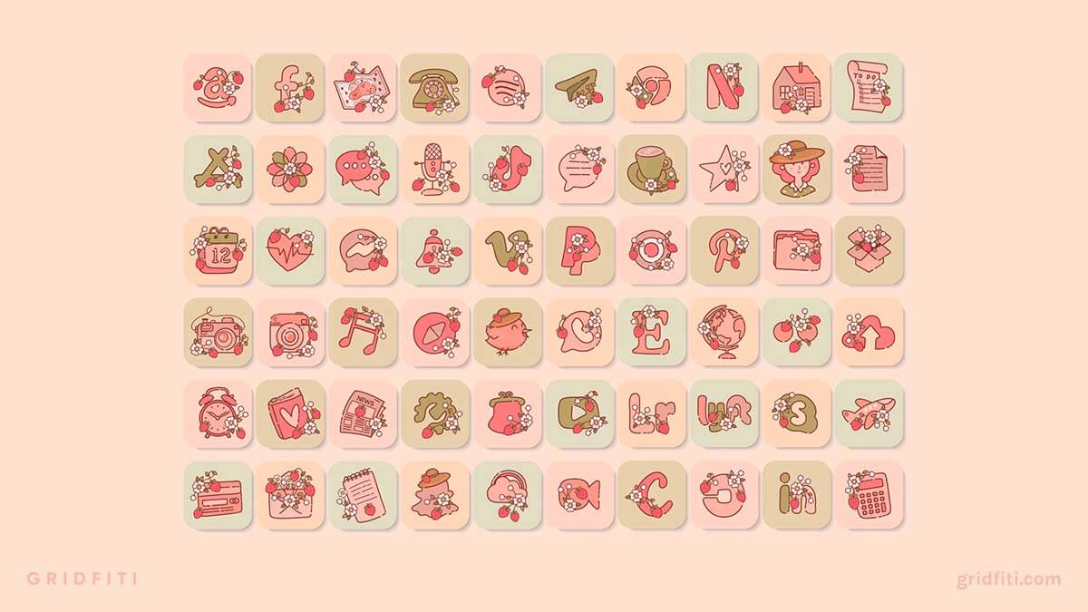 Strawberry Cottagecore App Icons