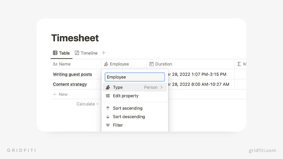 How to Create a Notion Timesheet