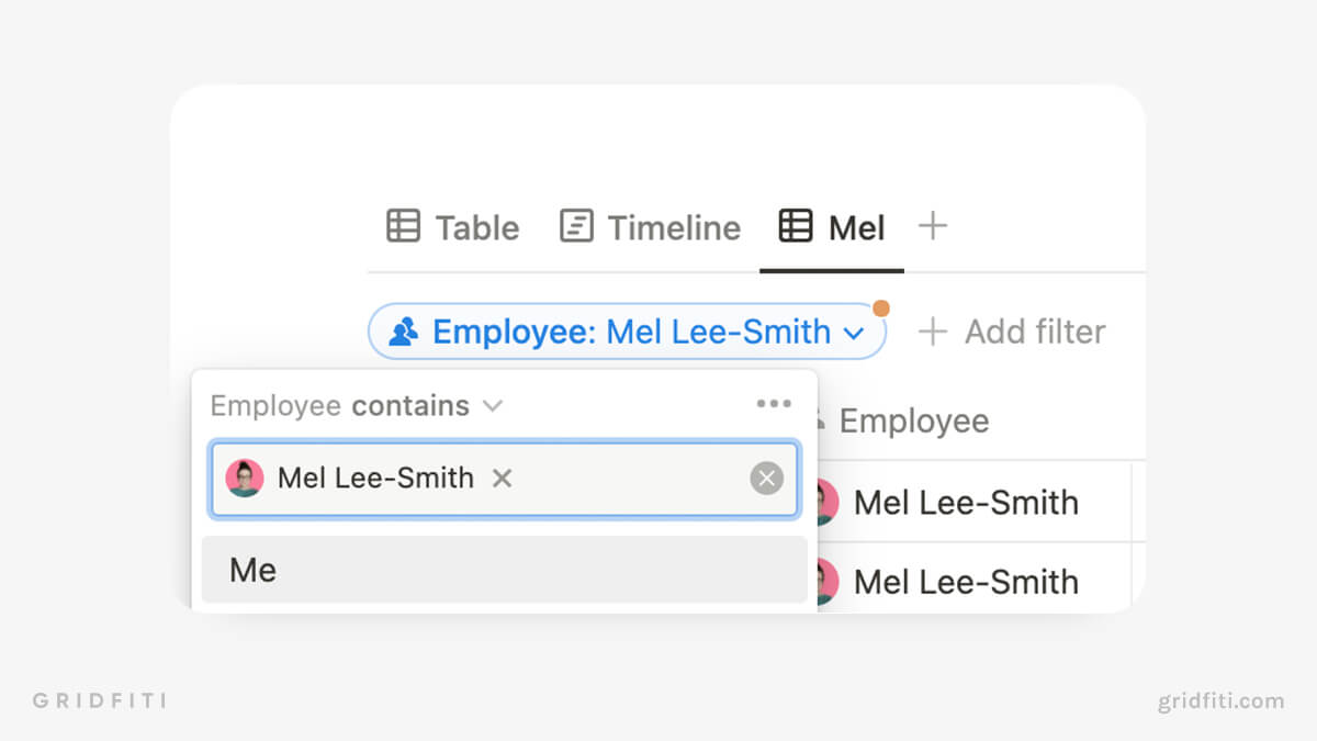 Customize your Notion timesheet database