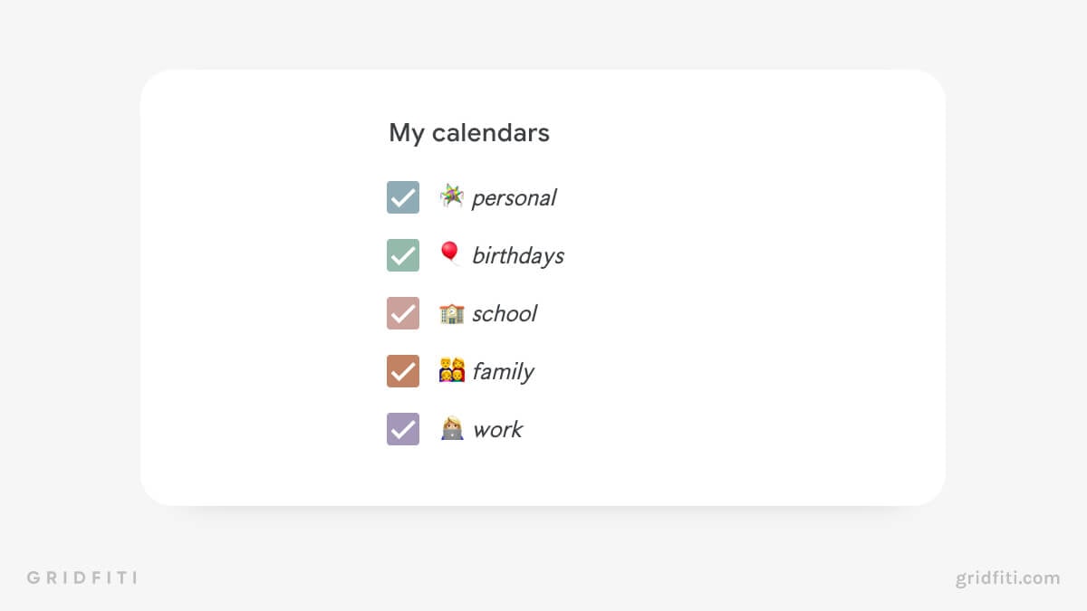 Aesthetic Custom Google Calendar Labels
