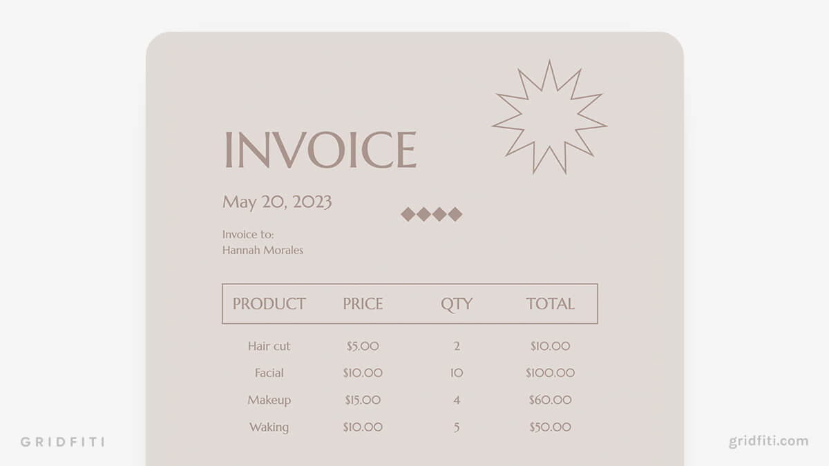 Neutral Basic Invoice Google Docs Template